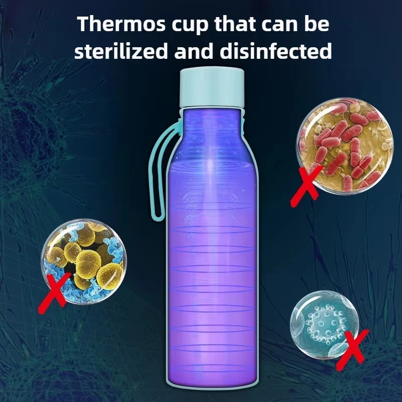 Smart UV-C Sterilizing Bottle 700ml Self Cleaning Stainless Steel Water Bottle Portable Insulated for Gym Travel Outdoor