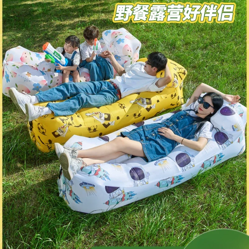 

Outdoor Inflatable Sofa Lazy Air Bed Single Portable Air Cushion Mattress Camping Supplies Outside Foldable Couch Lounger