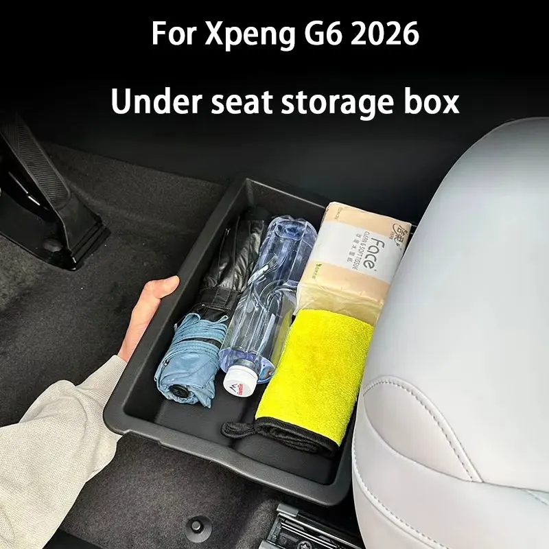 For Xiaopeng Xpeng G6 2026 Under Seat Storage Box Car Accessories Drawer Type Organizer Storage Front Seat Lower Box Case