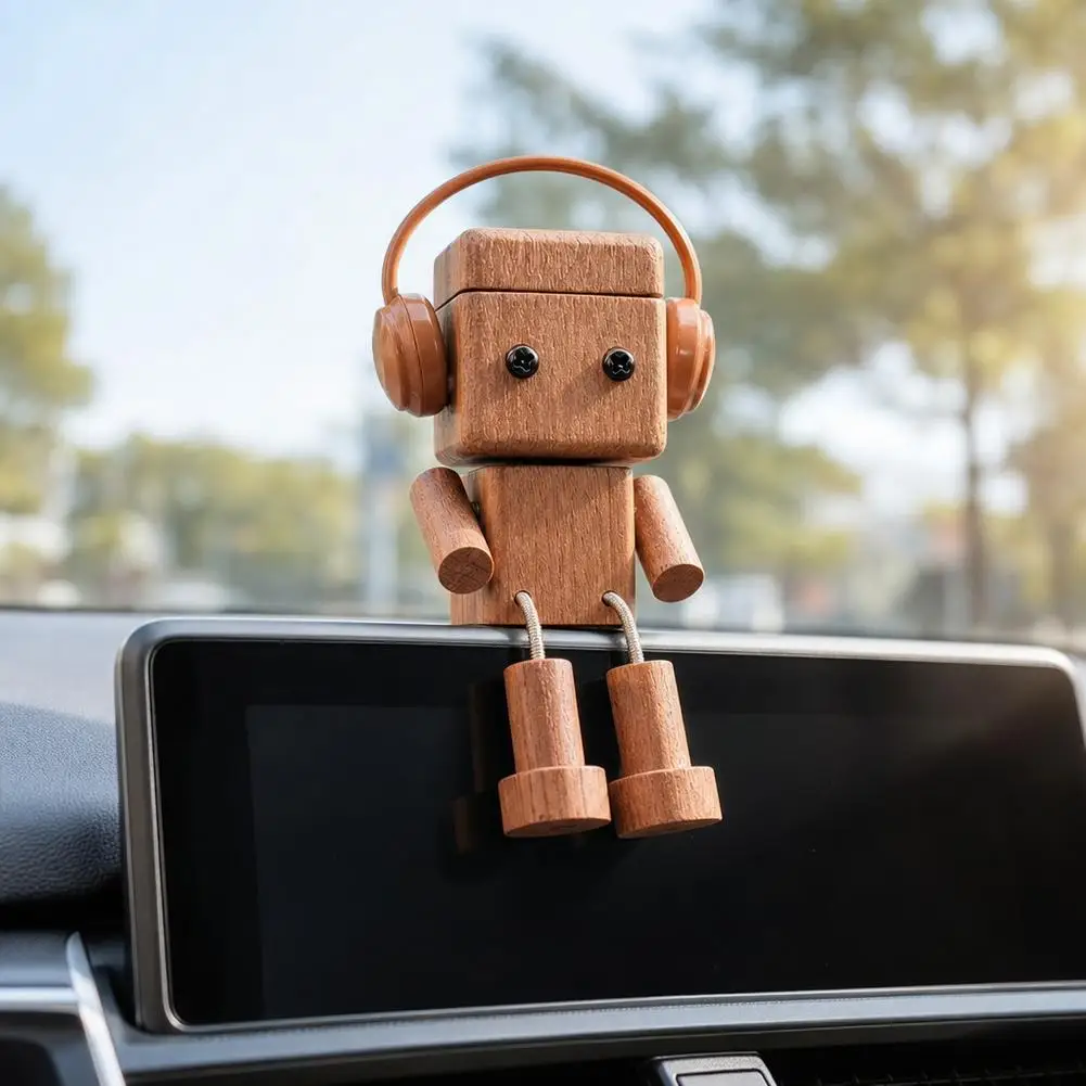 Car Dashboard Desktop Decoration Ornament Mini Wooden Man Car Perfume Air Freshener Car Aromatherapy Accessories