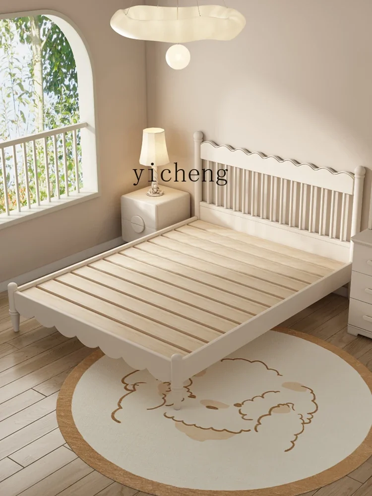 

Children's Solid Wood Bed Modern Minimalist Windsor Bed Single Bed 1.5 M Retro Cream Style