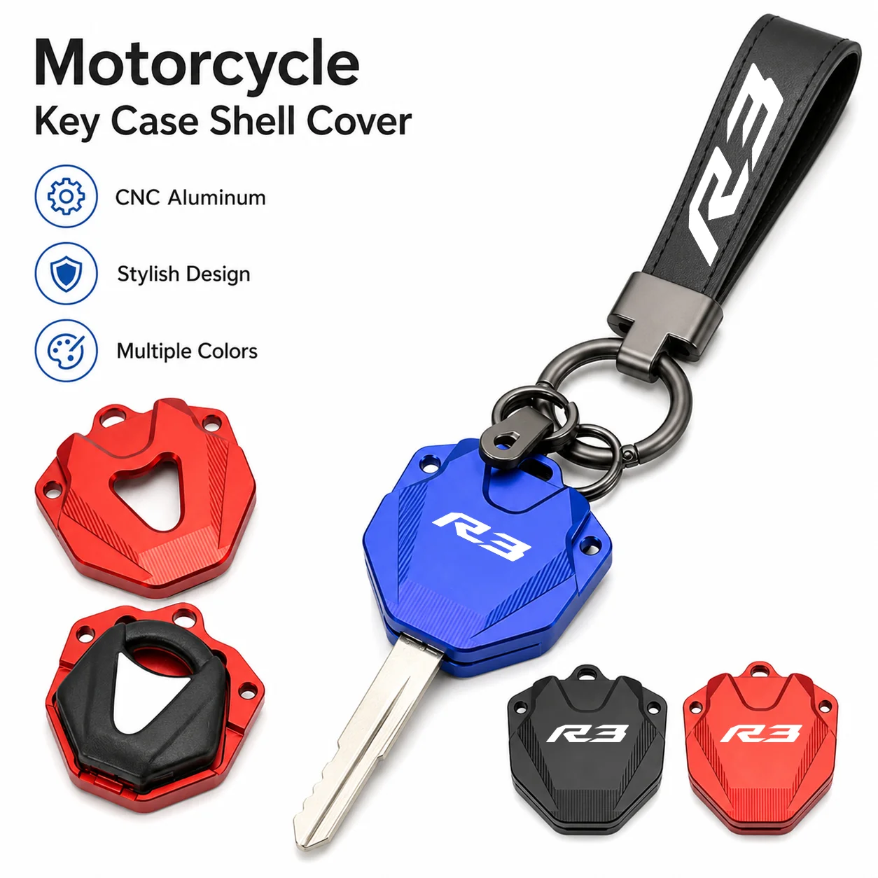 For Yamaha YZF R3 Yzfr3 Modified Key Cover Case Shell Protection Keychain Key Chain CNC Aluminum Motorcycle Accessories