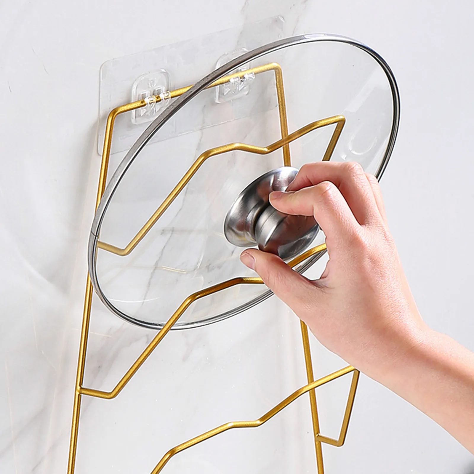 

Набор из 1 прочной железной настенной подставки для крышек, удобный и компактный кухонный органайзер для крышек, кастрюль и тарелок