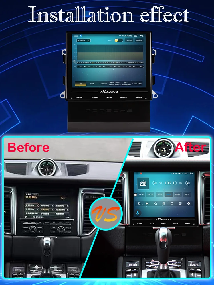 

8,4-дюймовый Android 14 GPS-навигатор 8 + 128G автомобильный радиоприемник мультимедийный плеер беспроводной Carplay для Porsche Macan 2014-2017