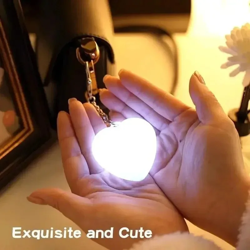 LED Heart‑Shaped Night Light USB Charging Touch Sensor Lamp Purse Handbag Keychain Pendant Light Lovely Gift for Women and Girls