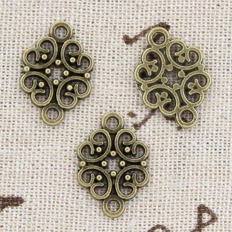 15pcs Charms Flower Link Connector 20x13mm Antique Making Pendant fit,Vintage Tibetan Bronze Silver color,DIY Handmade Jewelry