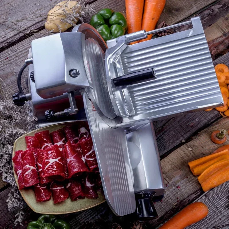 Commercial slicer electric semi-automatic meat slicer cutting fat beef and mutton roll machine frozen meat hand push meat planer