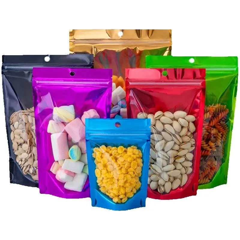 100PCS Stand-up Clear Plastic Ziplock Bag DIY Matcha Tea Wedding Snack Sugar Coffee Spice Candy Custom Logo Gift Storage Pouches