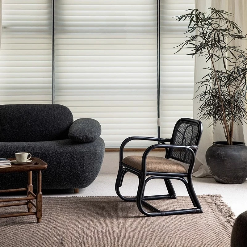 South East Asia Rattan Art\ Indonesia Plant Real Rattan Handwoven Household Backrest Armrest Leisure Small Chair