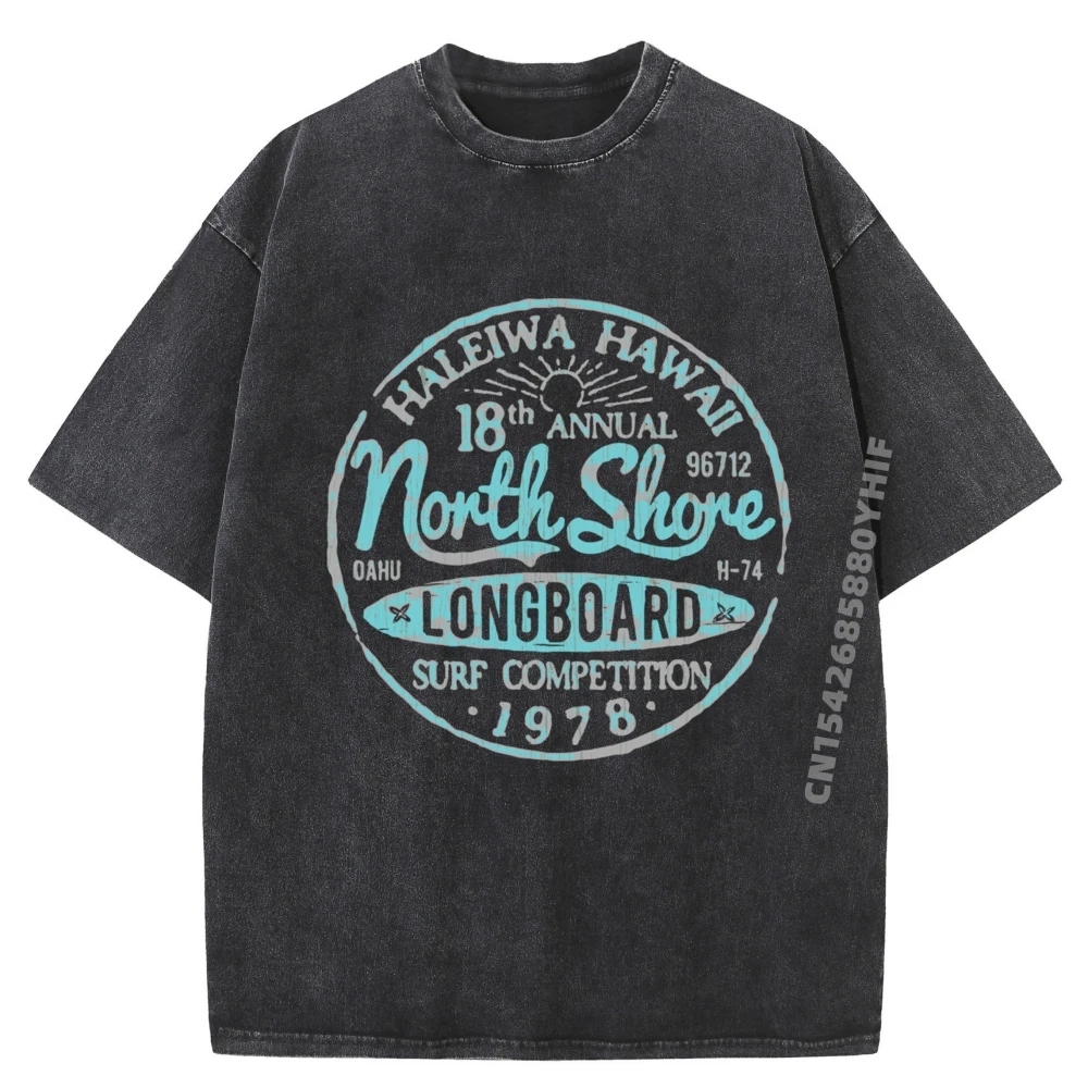 

Hawaii North Shore Haleiwa Longboard Последние мужские футболки с графическим рисунком Мужская стираная одежда в стиле ретро Классическая одежда