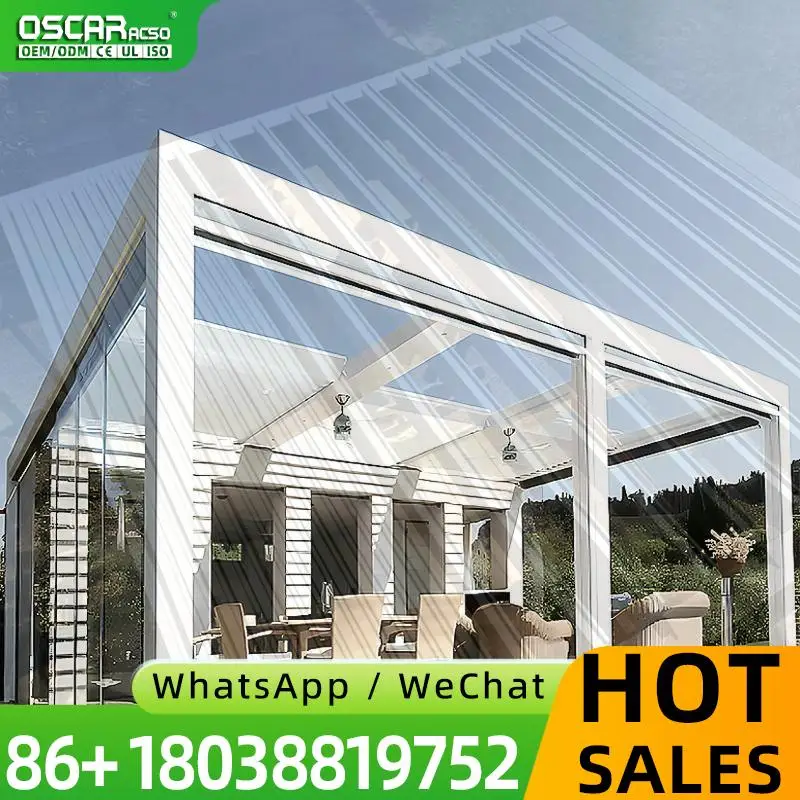 Wall Mounted Outdoor Motorized Pergola System Garden Aluminium Louvre Roof for Backyard Patio Balcony pergola