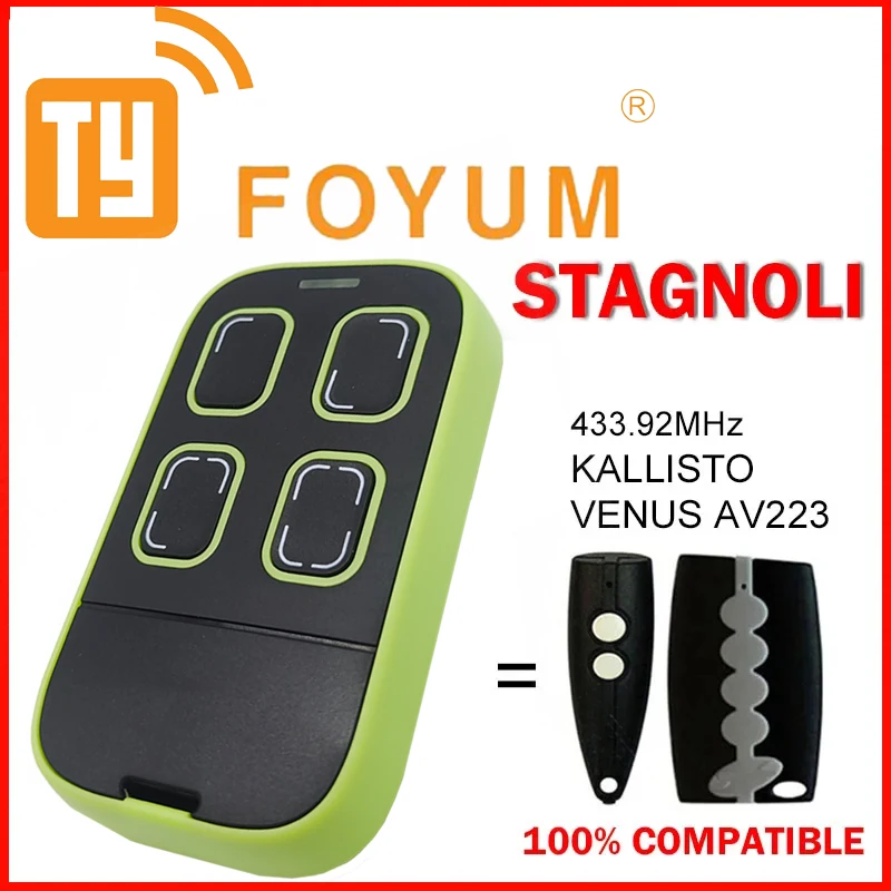 

STAGNOLI Remote Control 433.92MHz Rolling Code and Fixed Code Compatible With STAGNOLI VENUS AV222 AV223 / KALLISTO AK442 AK443