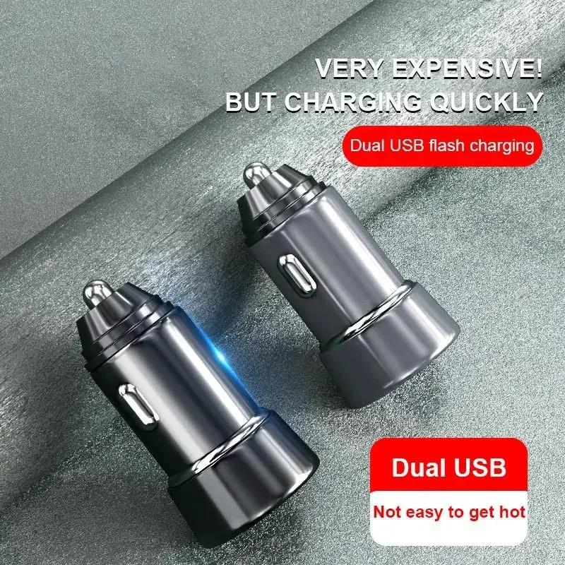 4.8A Dual Port Car Charger Fast Charge Cigarette Lighter 1-to-2 Multi-Function USB Adapter