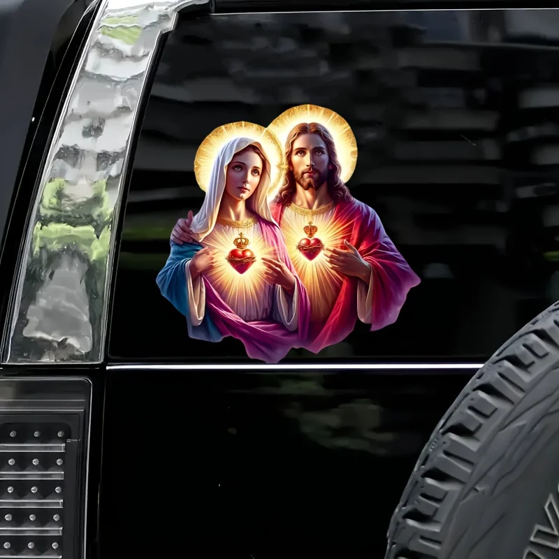 

6pc Premium Waterproof Vinyl Stickers of Sacred Heart and Holy Figures
