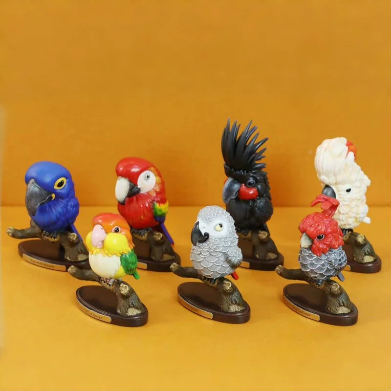 Mini perroquet original, modèle de figurine d'animal mignon Qversion, oiseaux d'animaux de simulation, jouet de collection d'art d'ornement, cadeau