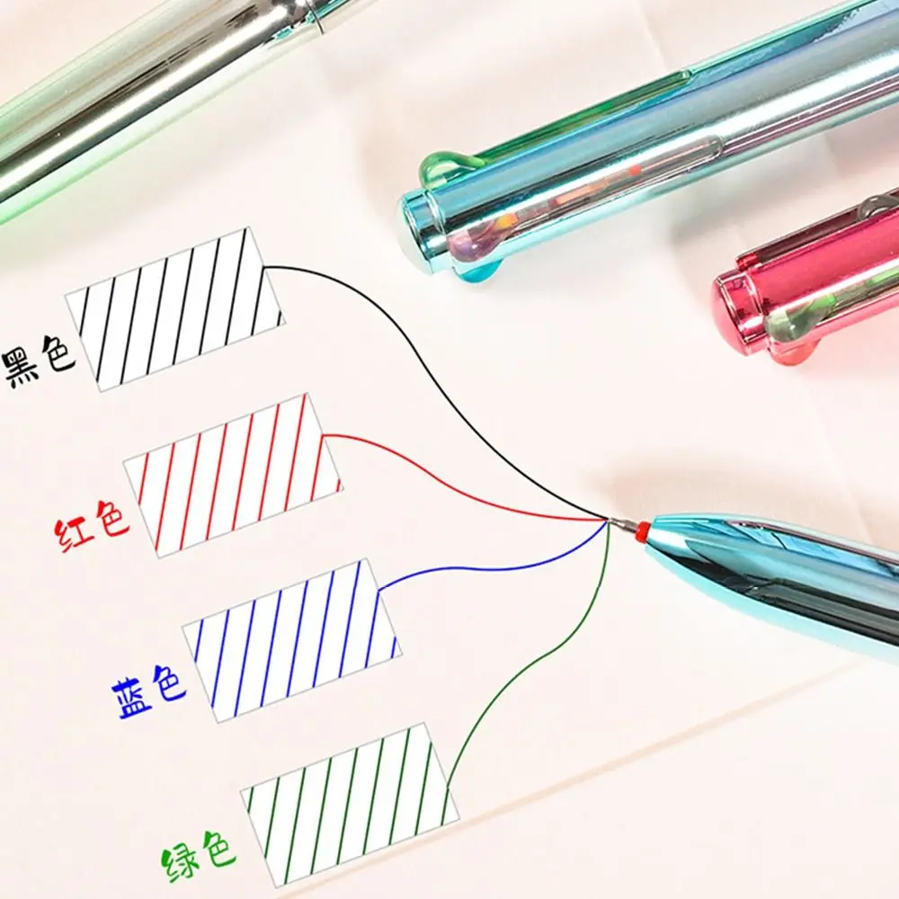 

Durable 4-in-1 Gel Pen Quick Dry 0.5mm ST Tip Ballpoint Pen Metallic Texture 4 Colors Pen School Office Supplies