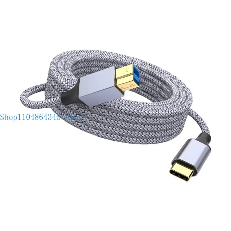 5asd 5Gbps USB Type C To USB B Cable For Printer Scanners Nylon Braided Cord