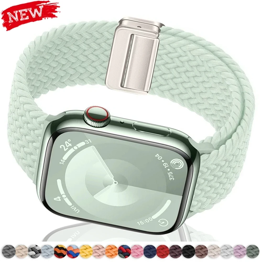 

Поп-нейлоновый плетеный ремешок для Apple Watch Ultra 2 Band 49 мм 46 мм 42 мм 45/41 мм Магнитный браслет Iwatch Series 10 9 8 7 40/44 мм Cor