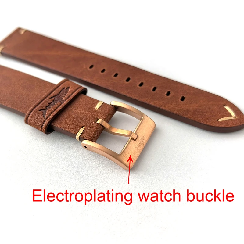 HEIMDALLR watch strap Leather strap 20mm with Electroplating watch buckle fit 6105 Ghost watch case parts