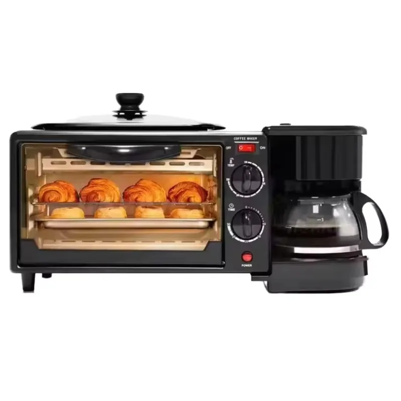 

Кухонная техника для домашнего использования, многофункциональная машина для приготовления завтрака, антипригарная печь для хлеба, фритюрница, поднос, кофеварка 3 в 1, машина для приготовления завтрака