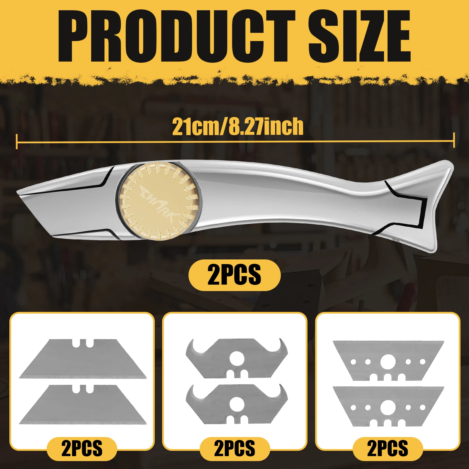 1 مجموعة سكين السجاد سكين التسقيف الألومنيوم مع مقبض النحاس الصلب شفرة مزدوجة محززة سهلة الاستخدام آمنة مريحة سكين السجاد #2