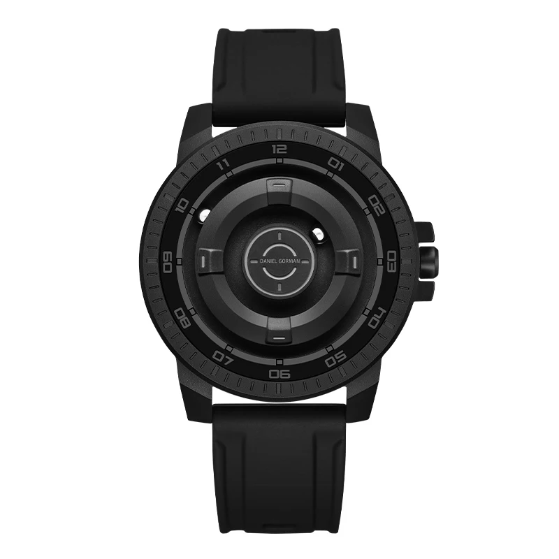 Daniel Gorman Magnetic Driven Waterproof Quartz Watch Fashion Friend Black Silicone Strap Copper Case Beads Pointers DG0221