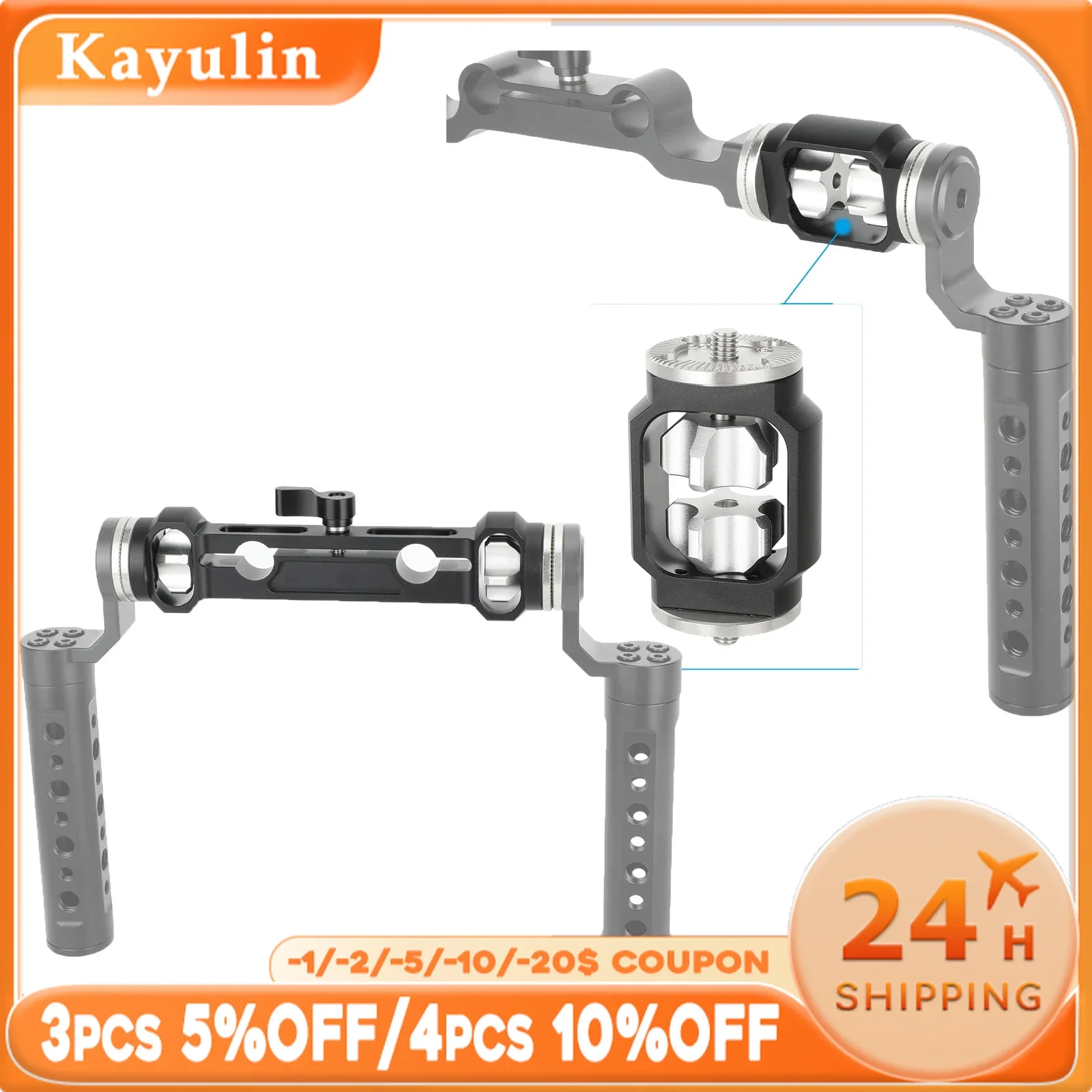 

KAYULIN ARRI-Style Rosette Mount Extension Adapter With 15mm Rod Clamp For DSLR Camera Cage (Dual M6 Male Screw)