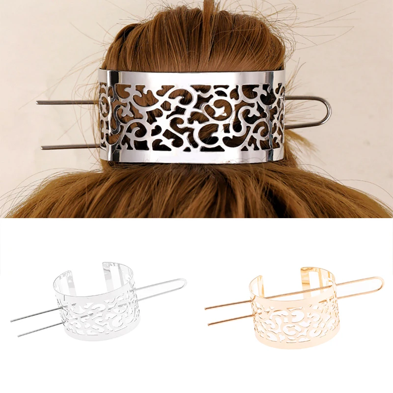 Fashion Hair Stick Minimalist Hair Accessories U Shaped Hollow Flower Bun Holder Cage Hair Pins for Women Hairwear Jewelry H058