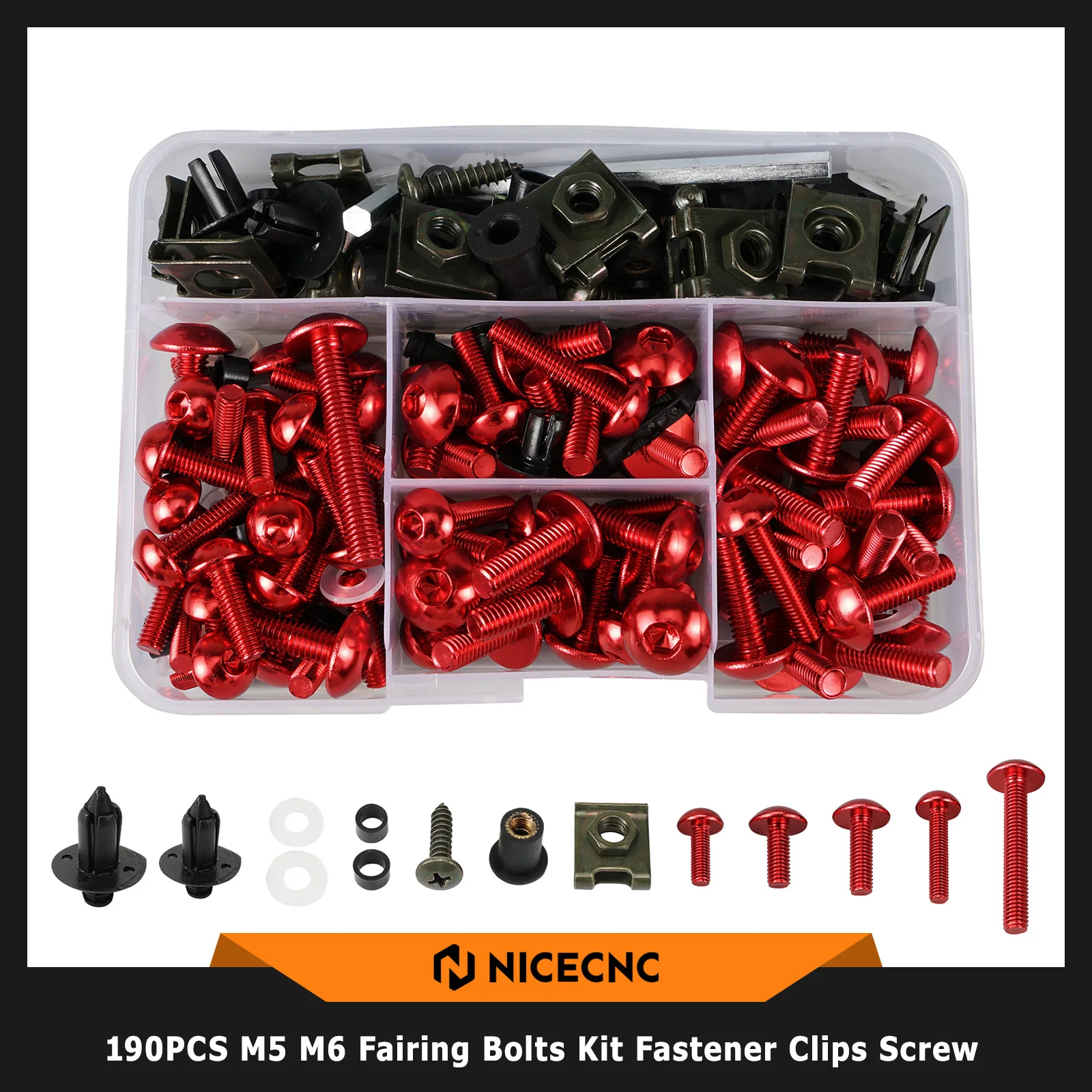 190PCS Motorrad M5 M6 Verkleidung Schrauben Schrauben Kit Für Honda Gold Wing Africa Twin CB1000R CBR1000RR NC750 CB1100 VFR1200F CBR650R