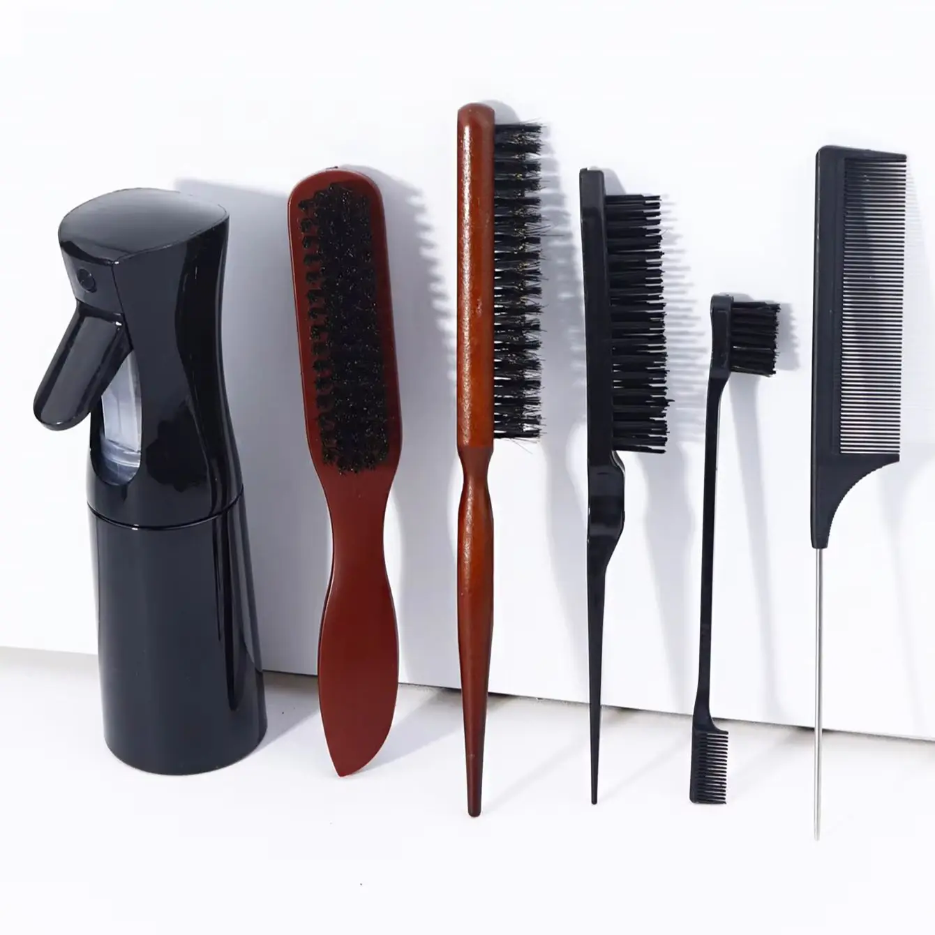 6-piece hairdressing comb set, bristle pointed tail comb, delicate spray bottle, 3-piece comb set, Special for Real Hair Wigs