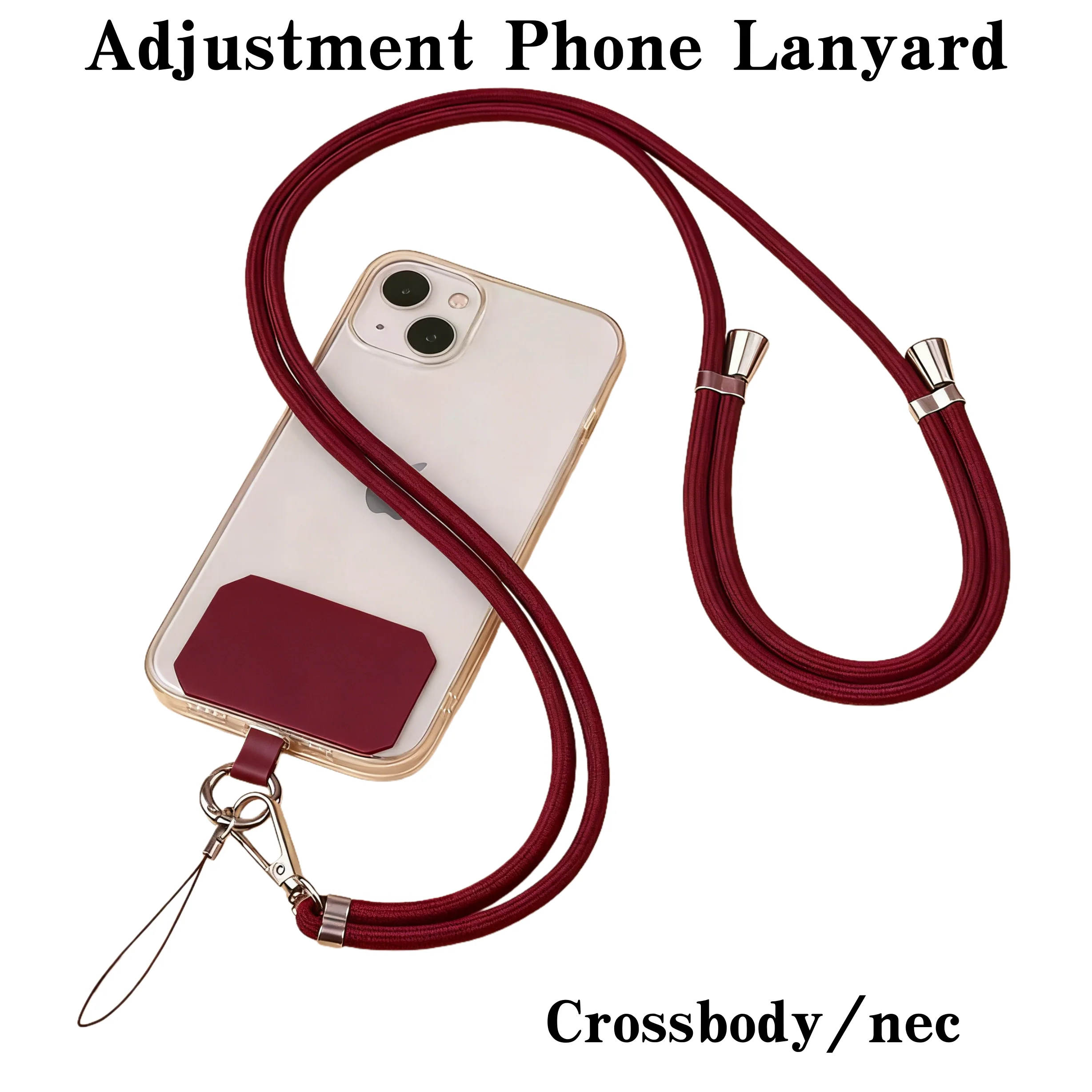

1pc Adjustment Phone Lanyard Multicolored Polyester Necklace Strap Long Hanging Rope With Clip Anti-Lost Crossbody Lanyard