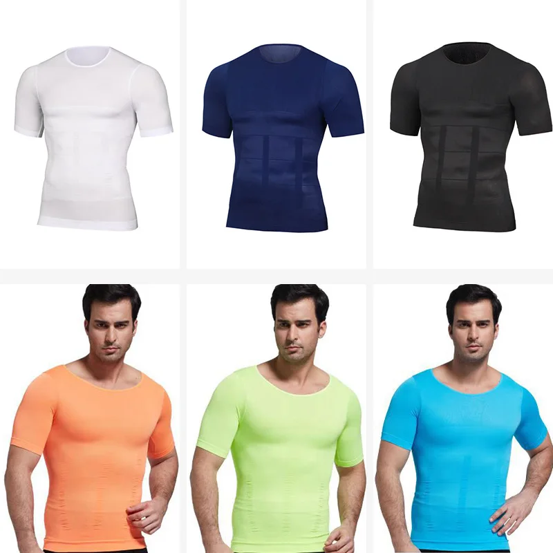 Men's Shaping Short Sleeve Belly Tights Sports Corset Belly Tights Back Pressure Tights