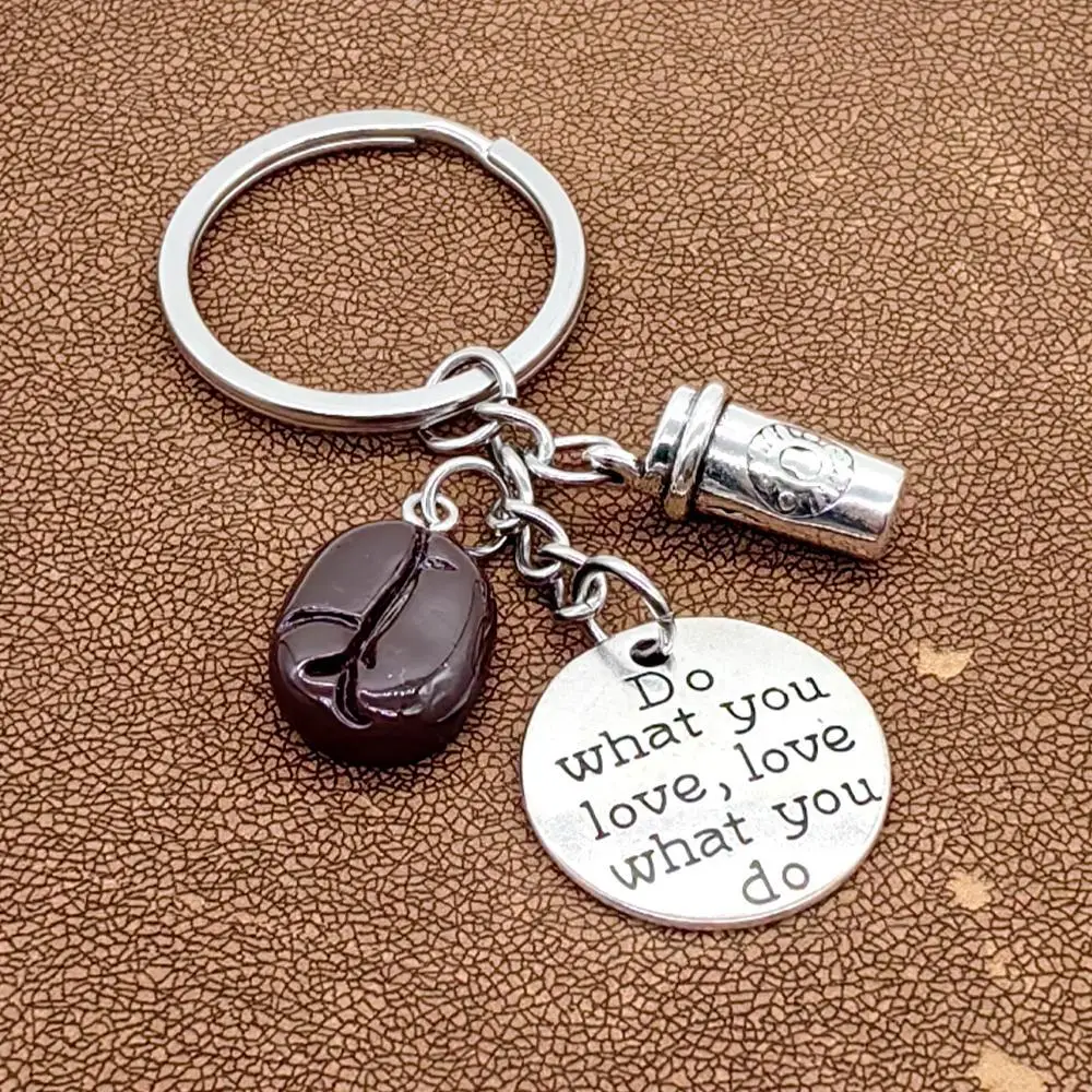1 unidad de tazas de granos de café, llaveros de Barista, llavero Believe Do What You Love, accesorios de amor, regalos de incentivo