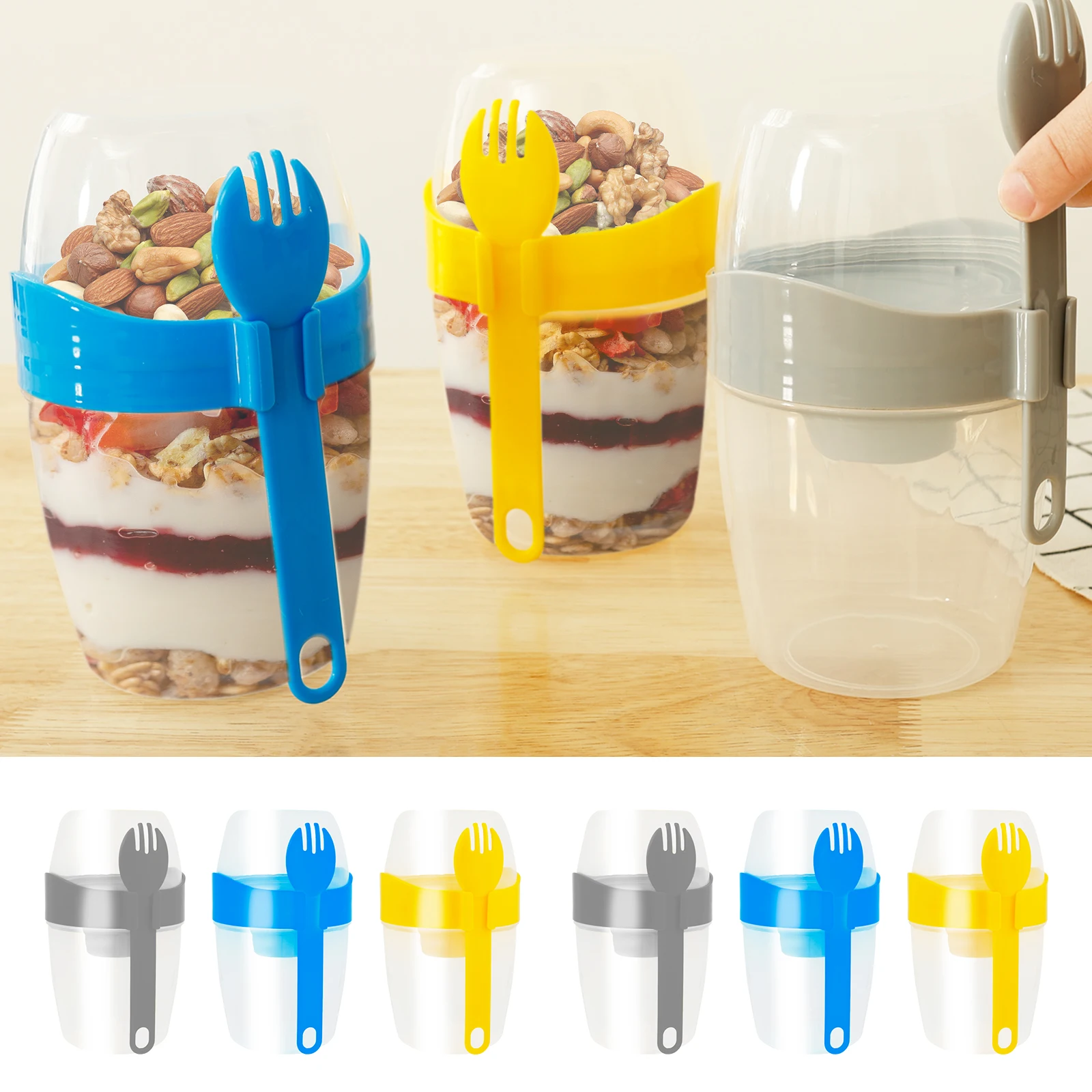 Portable Salad Cup Breakfast Salad Bowl School Lunch Box Food Storage Bento Box Yogurt Oatmeal Cereal Milk Cup Kitchen Item