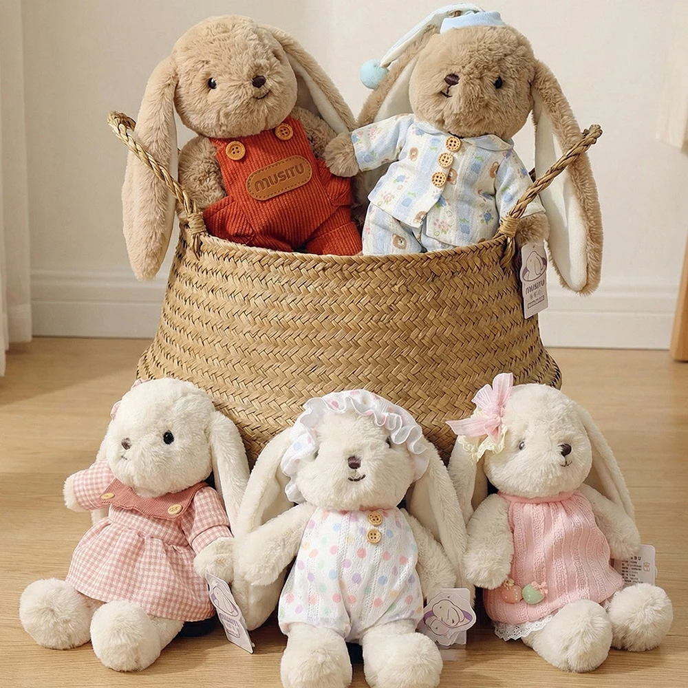 Conejo de Peluche Adorable de 25cm/40cm, Juguete de Peluche Suave, Almohada para Dormir, Conejo Kawaii con Pijama, Regalo para Niñas