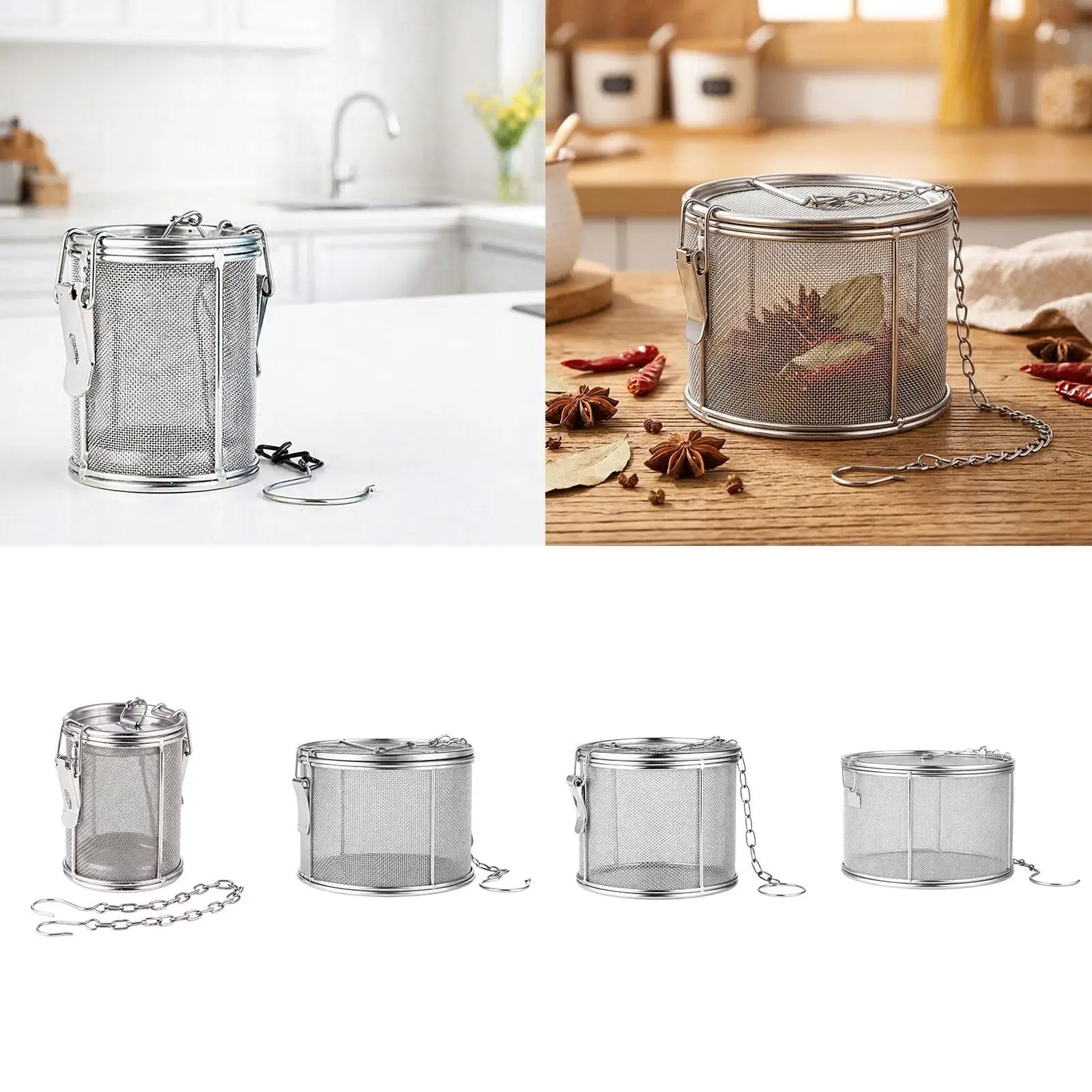 Fine Mesh Stainless Steel Spice Strainer Compact Tea Infuser Basket for Soup Broth Braised Dishes