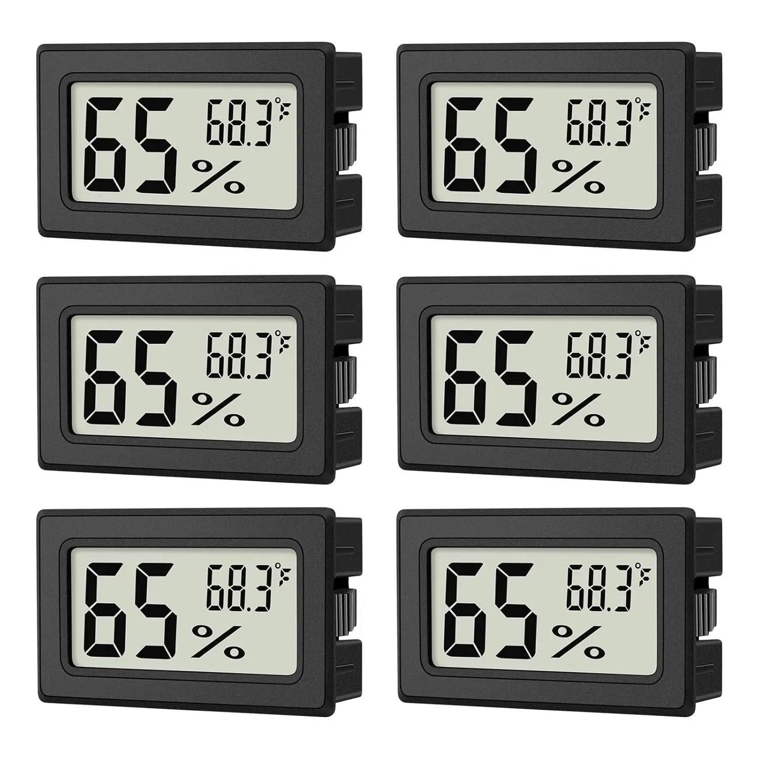 

6-Pack Mini Digital Thermometer Hygrometer, Indoor Humidity Meter for Reptile Tank, Jars, Fridge Monitoring