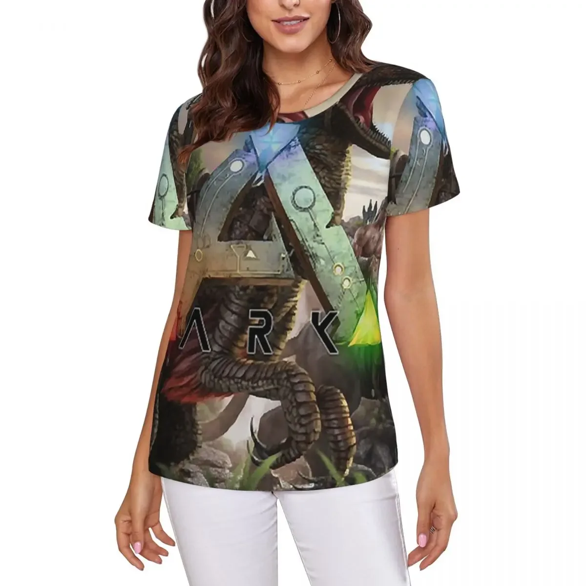 Day Gift Ark Survival Evolved Cool T-Shirt Women Short Sleeve T Shirts Crew Neck Clothes Cotton Summer Tees Streetwear