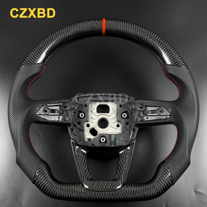 For Audi B9.5 S4 S5 Q7 Q8 2022 2023 2024 2025 Real Carbon Fiber Steering Wheel High Quality Sport Customized