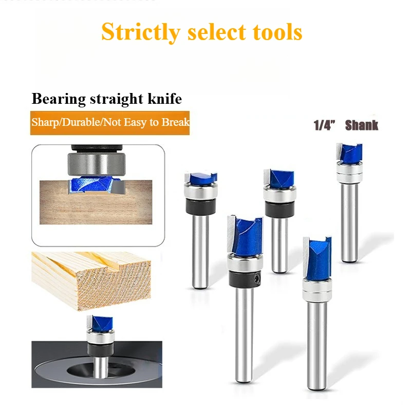 Imperial Bearing Straight Tungsten Steel Trimming Milling Bit Wood Slot Cutter For Engraving Trimming Machine Accessories