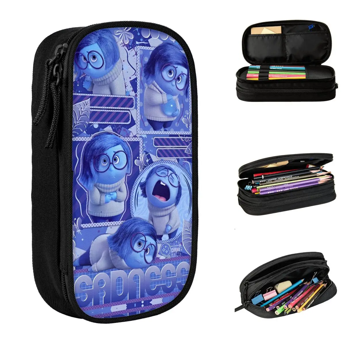 Inside Out Emotions Mood Sadness Pencil Cases Cartoon Anime Pencilcases Pen Box Girl Boy Large Storage Bag School Stationery