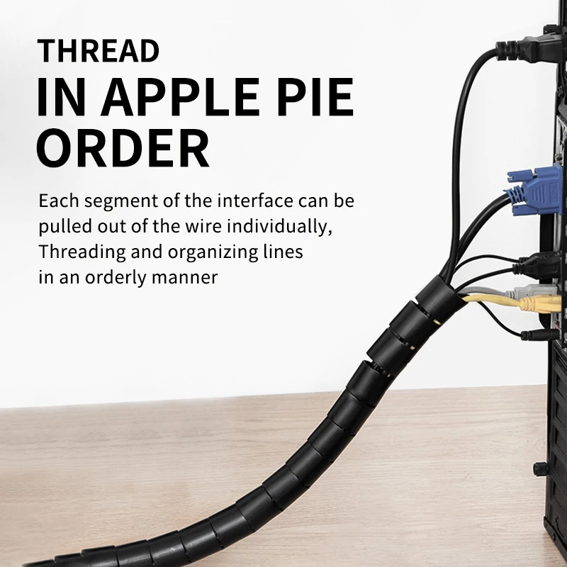 Flexible Spiral Cable Wire Wrapping Tube Wire Protection Cover Computer Wire Storage Organizer Length 118.11 Inch Diameter 10 Mm