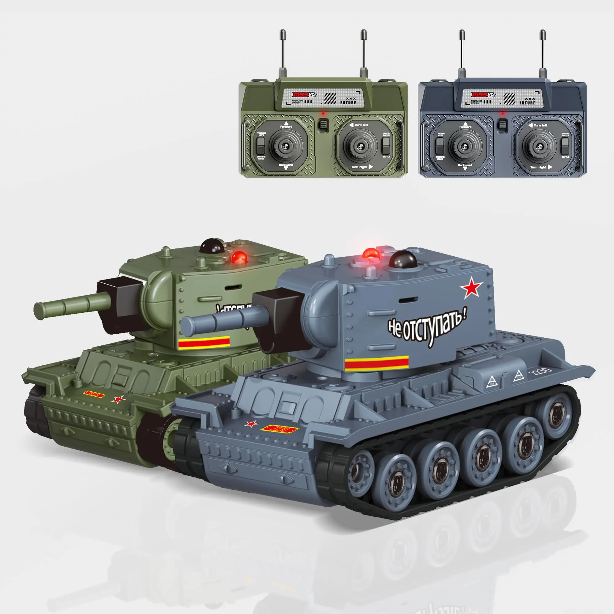 1/64 infrared remote-controlled tank, mini remote-controlled tank with 330 ° rotating turret and sound and light, toy gift