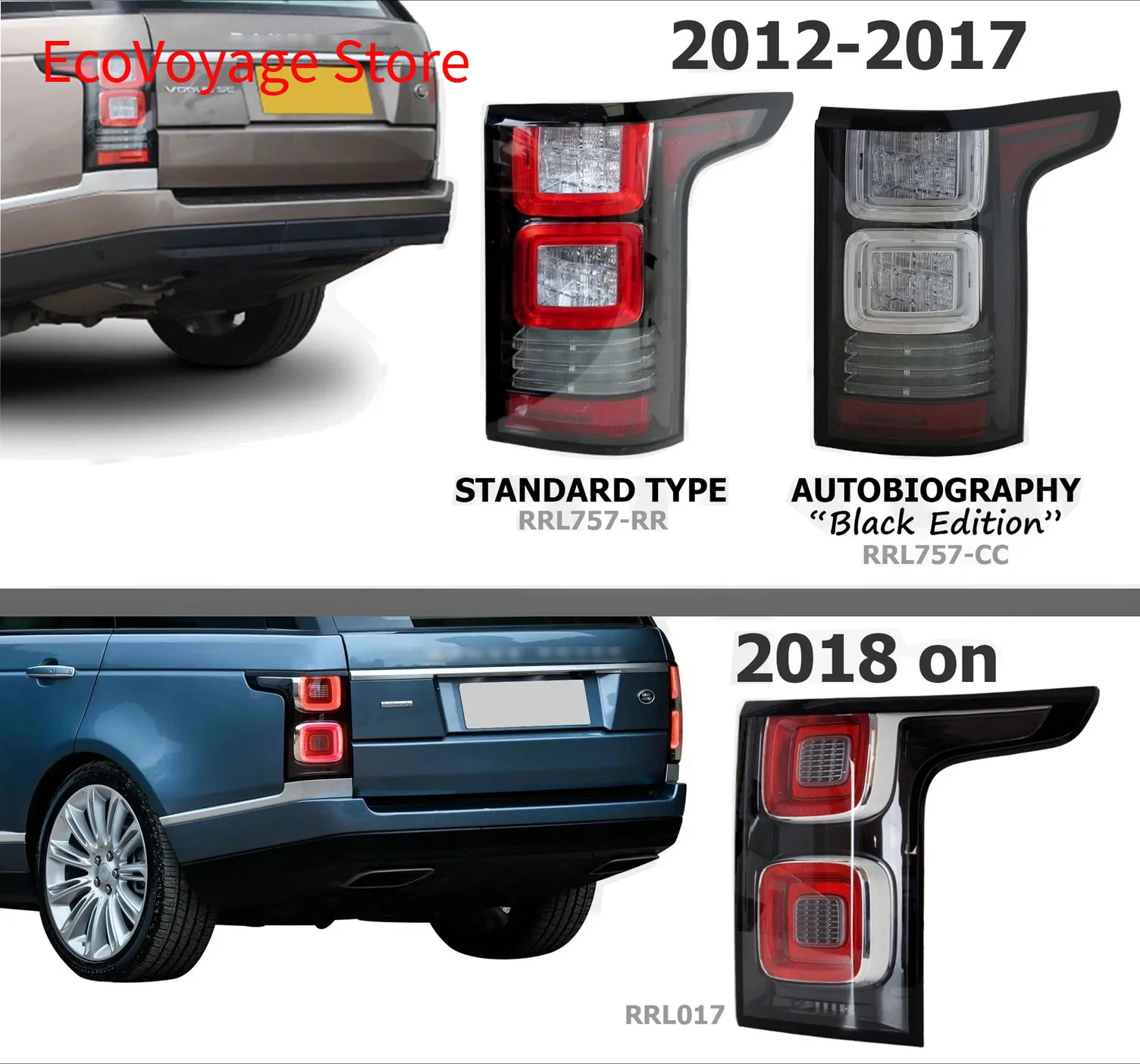 For Range Rover Vogue L405 2018-2022 LED Rear Taillights Lamp Brake Light 13-17 Upgrade 18- 22 LR135412 & LR135422