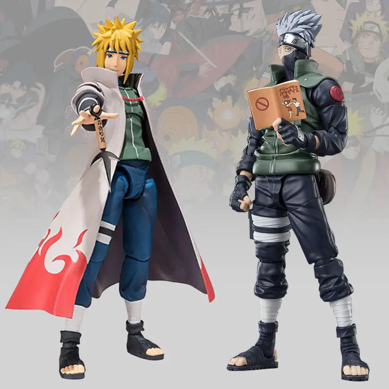 16cm KO SHF Hatake Kakashi Namikaze Minato Anime Actionfigur Naruto Vierter Hokage Gelber Blitz Bewegliche Gelenkfigur Spielzeug Fan-Geschenk