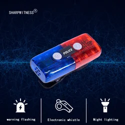 Police Warning Strobe Shoulder lights Whistle Flashlight magnet Signal light For Outdoor Rescue Flashing Security Clip