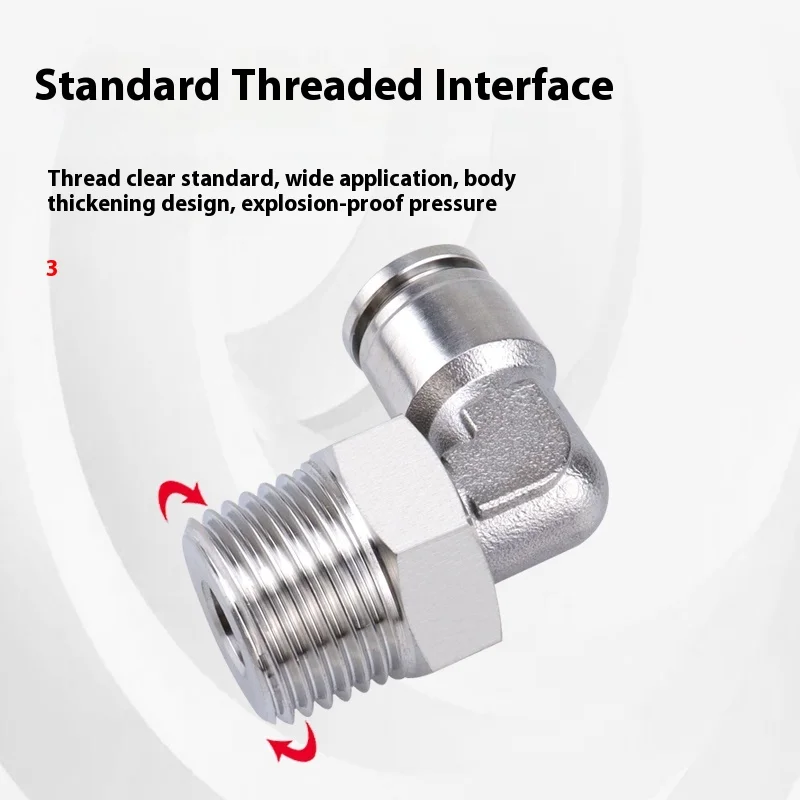 Stainless Steel Quick-connect Elbow PL6-01 8-G02 PT1/2 Rotatable Suitable for High Temperature and Weak Acid-alkali Conditions