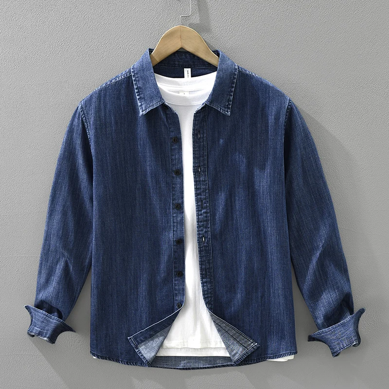 

2025 Autumn New Denim Shirt for Men Loose Long Sleeve Cowboy Shirts Oversize Fashion Men's Clothing