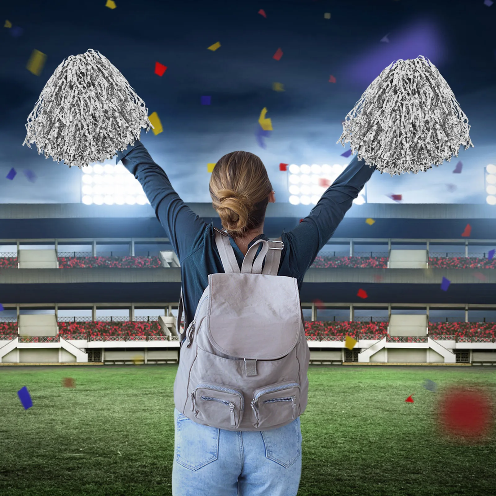 

10 шт., помпоны для черлидинга, красочные, надежные для танцевального спорта, празднования, сценического шоу, Easygrip, портативный