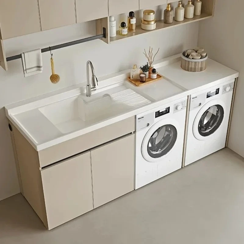 

Двойной шкаф для стиральной машины, сушилка, балкон, шкаф для ванной комнаты, встроенная ванна для стирки, межплатформенная раковина